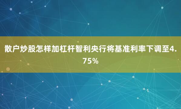 散户炒股怎样加杠杆智利央行将基准利率下调至4.75%